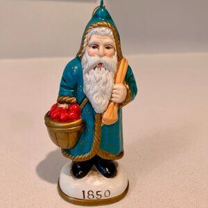 Old World Santa Claus Collectible Figurine Santa with Basket of Apples 1850